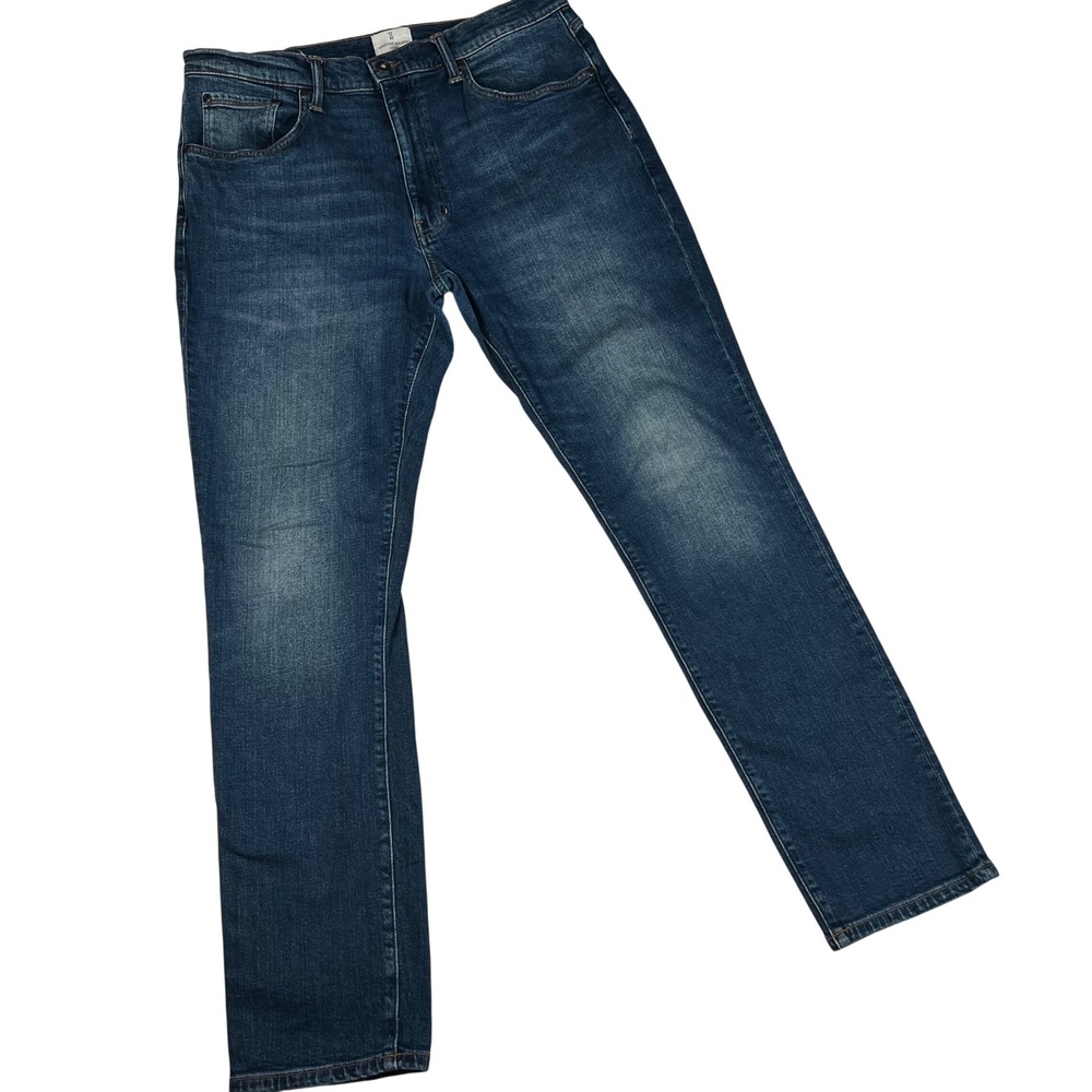 Mutual Weave The Taper Mens Dark Wash Tapered Leg Denim Jeans 36x34 Blue